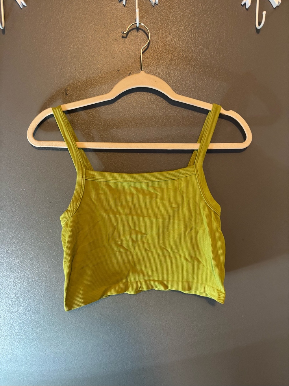 Womens Pacsun Olive Green Ribbed Cropped Tank Top